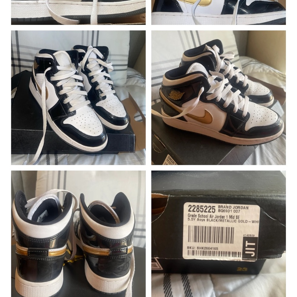 Jordan Air 1 Mid SE Black Metallic Gold White